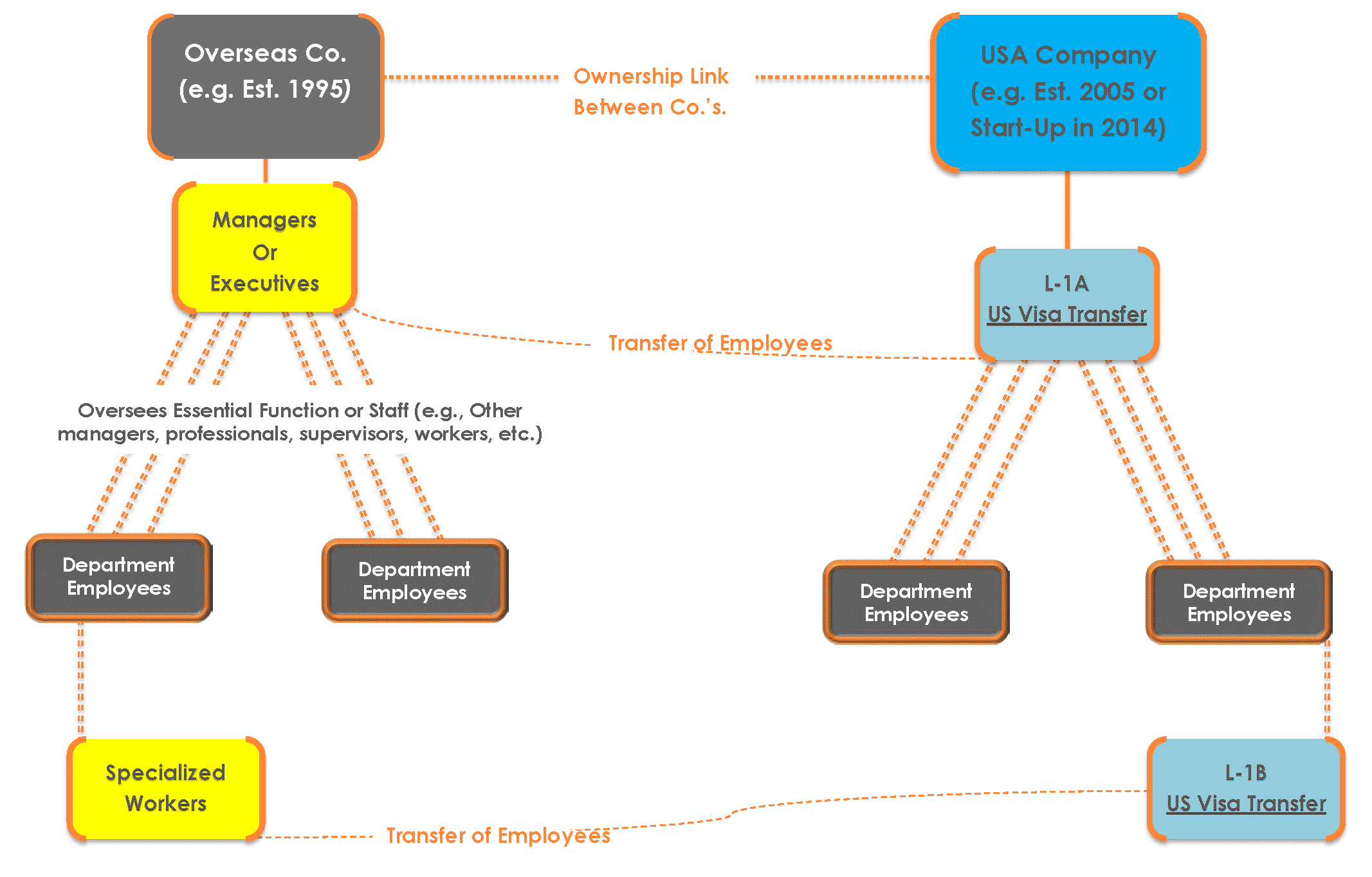 Przykład struktury transferu firmy międzynarodowej dla wizy L-1.