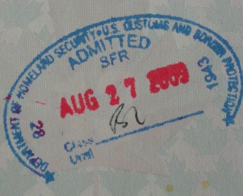 U.S. passport admission stamp