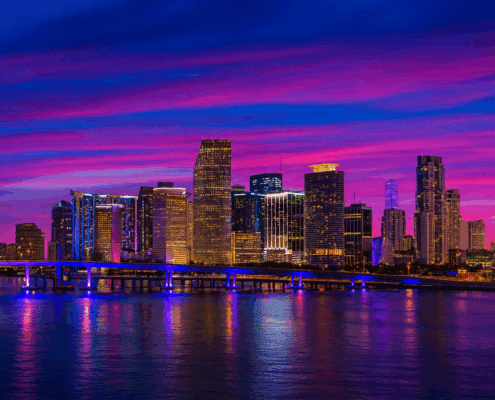Miami bay and skyline